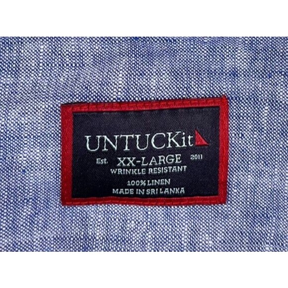 UNTUCKit Linen Shirt Men's 2XL Blue Short Sleeve Button Up Wrinkle Resistant - Picture 4 of 7